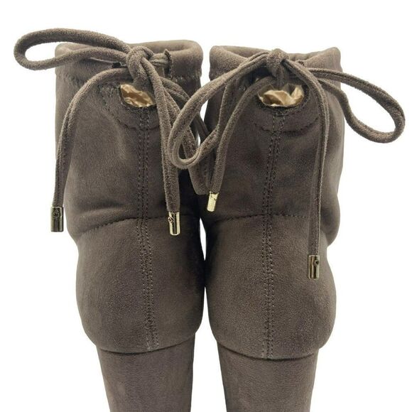 New Directions Hollis‎ Stretch Tie Sock Booties Heels Taupe Size 10 - Picture 4 of 9